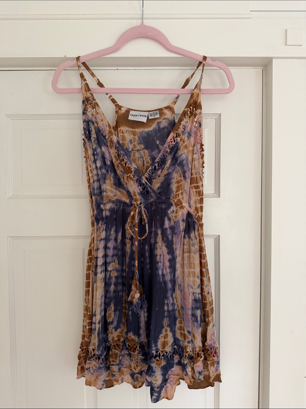 raya sun Tie-Dye Sundress in Brown & Blue